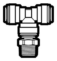 Acetal and Polypropylene Push-To-Connect Tube to Swivel Male Drop Adapter Tee Fittings