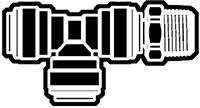 Acetal Push-To-Connect Metric Tube to Swivel Male Run Adapter Tee Fittings