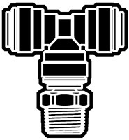 Acetal Push-To-Connect Metric Tube to Swivel Male Drop Adapter Tee Fittings