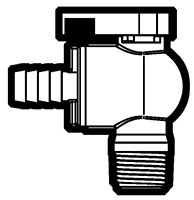 Polypropylene Push-To-Connect Hose Barb to Male NPTF Elbow Ball Valves