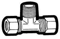 Compliant Compression Tube to Male Pipe Drop Adapter Tee Fittings