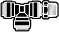 Acetal Push-To-Connect Metric Tube to Swivel Male Run Adapter Tee Fittings