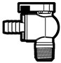 Polypropylene Push-To-Connect Hose Barb to Male NPTF Elbow Ball Valves